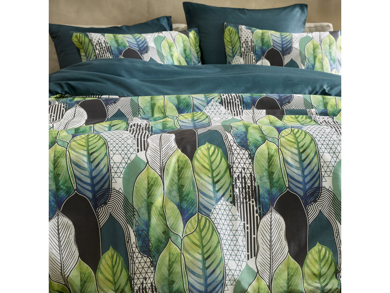 De Witte Lietaer Duvet cover Cotton Satin Rue - Lits Jumeaux - 240 x 220 cm - Green