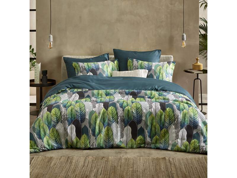 De Witte Lietaer Duvet cover Cotton Satin Rue - Single - 140 x 200/220 cm - Green