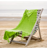 De Witte Lietaer Drap de plage hammam avec pompons Fjara - 100 X 180 cm - vert citron