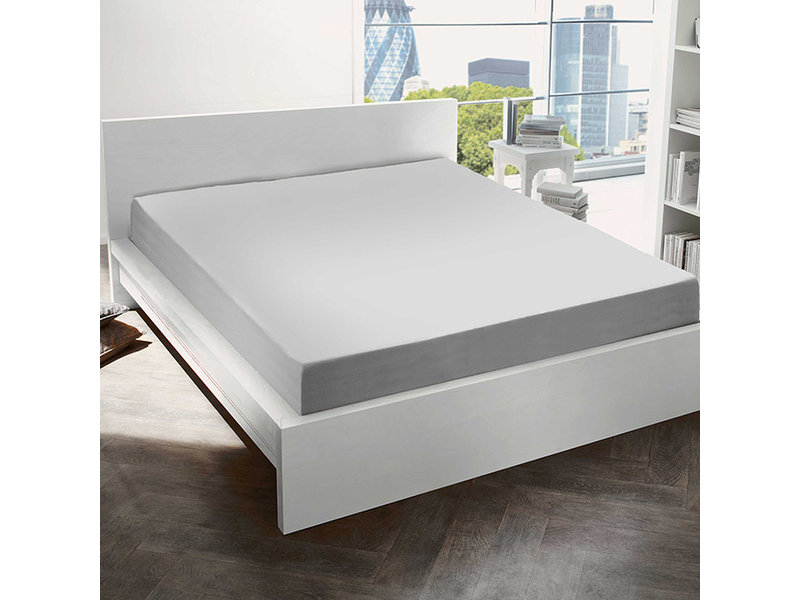 De Witte Lietaer Drap housse Flanelle de Coton Alva - 90 x 200 cm - Gris