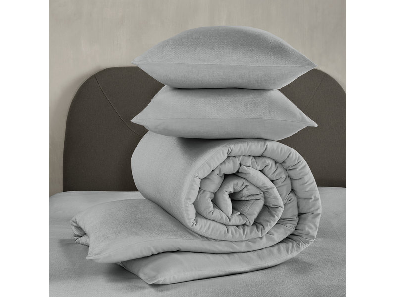 De Witte Lietaer Housse de couette en flanelle de coton Tarbot - Taille de l'hôtel - 260 x 240 cm - Gris