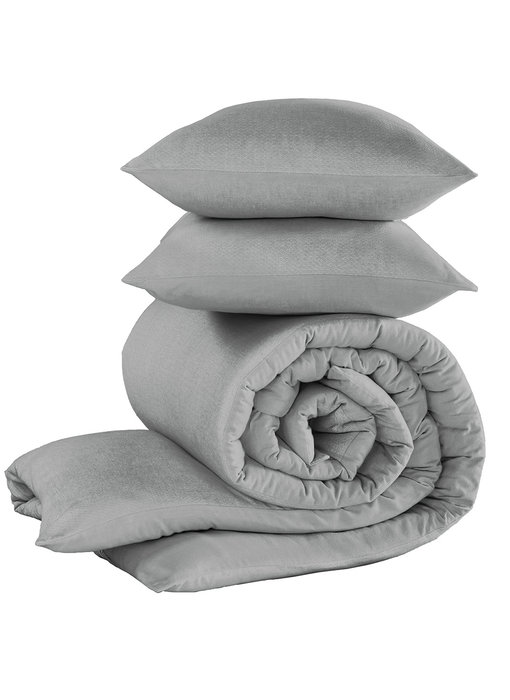 De Witte Lietaer Housse de couette Flanelle Coton Tarbot Natural Grey 260 x 240 cm