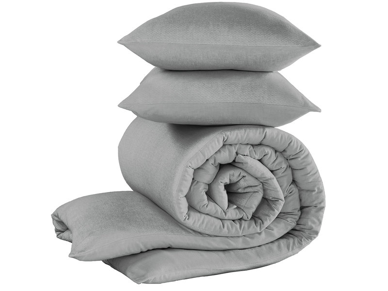 De Witte Lietaer Housse de couette en flanelle de coton Tarbot - Taille de l'hôtel - 260 x 240 cm - Gris