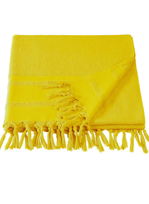 De Witte Lietaer Hammam beach towel with tassels Fjara yellow 100x180