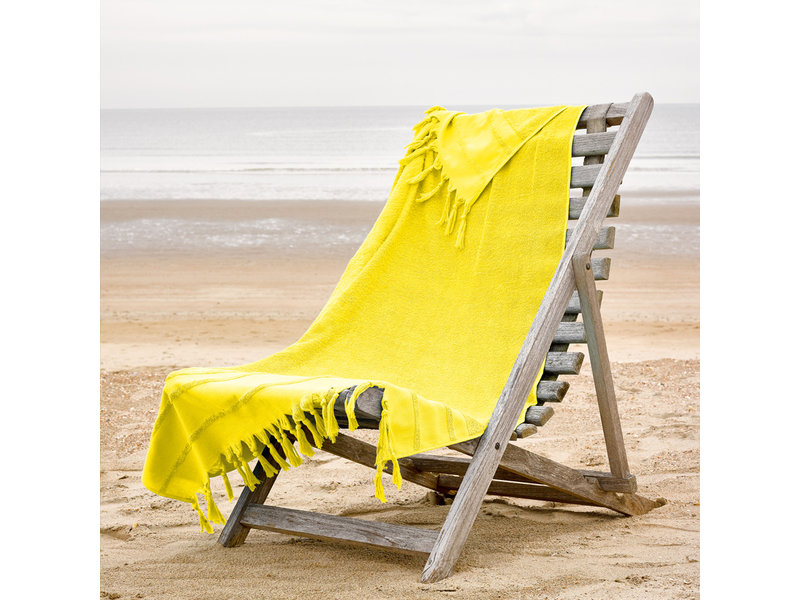 De Witte Lietaer De Witte Lietaer Hamam beach towel with flosses Fjara yellow 100x180