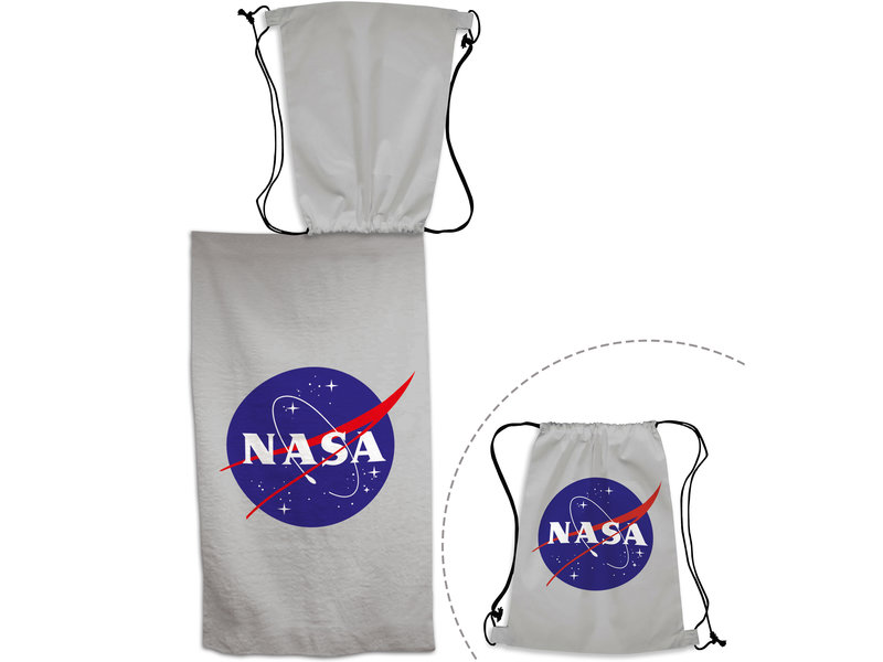 NASA Serviette de plage 2 en 1 + Gymbag - 70 x 140 cm + 43 x 32 cm - Polyester