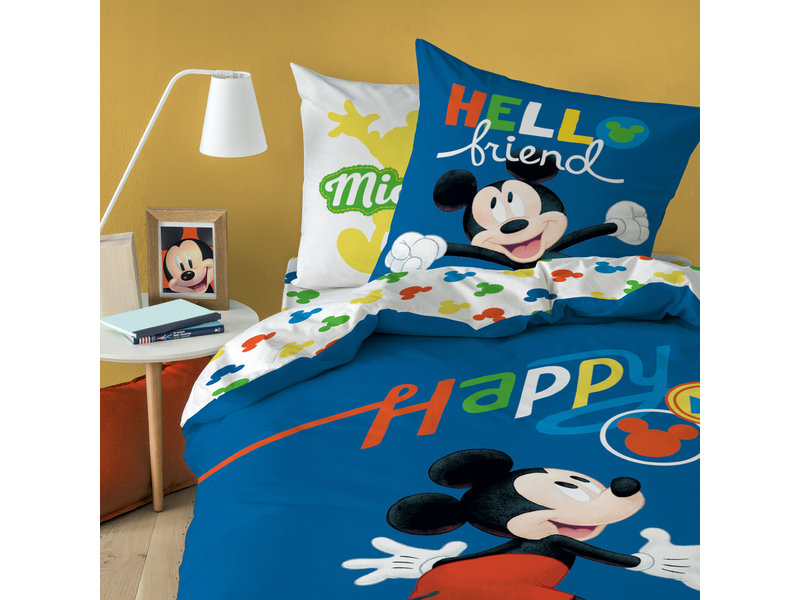 Disney Mickey Mouse Dekbedovertrek Happy - Eenpersoons - 140  x 200 cm - Katoen