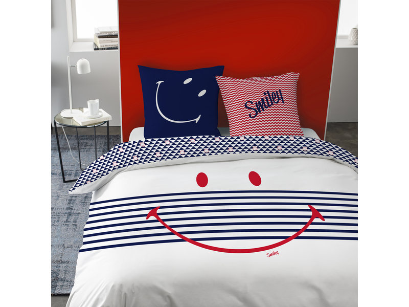 Smiley Housse de couette Marine - Simple - 140 x 200 cm - Coton