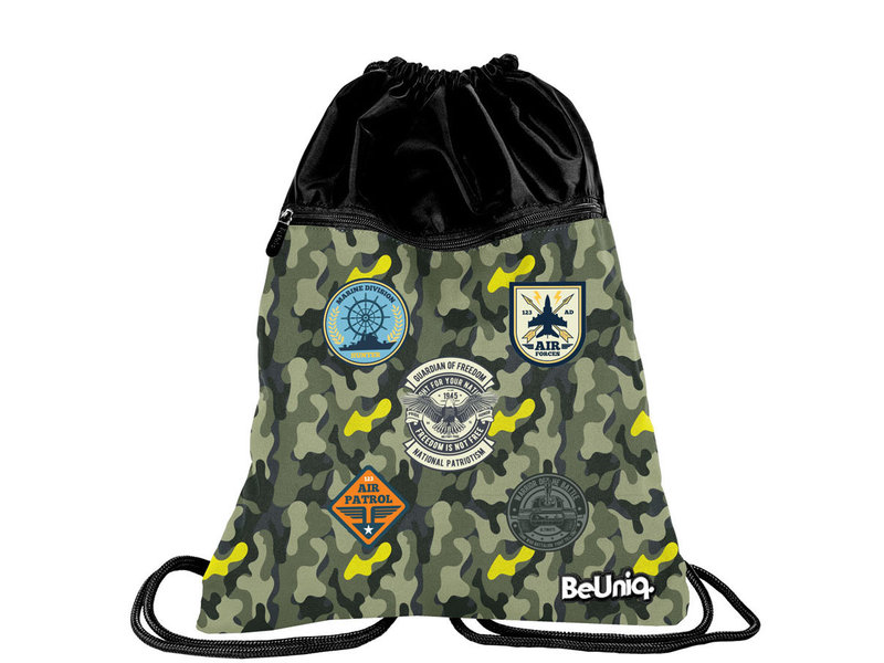 BeUniq Gymbag Military - 47 x 37 cm - Groen