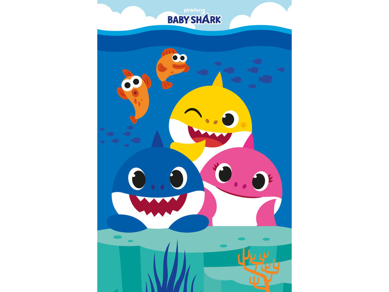 Baby Shark Couverture polaire Family - 100 x 150 cm - Polyester