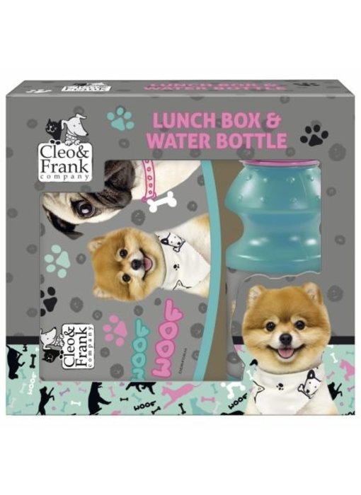 Cleo & Frank Set Lunchbox + Water Bottle Woof Woof