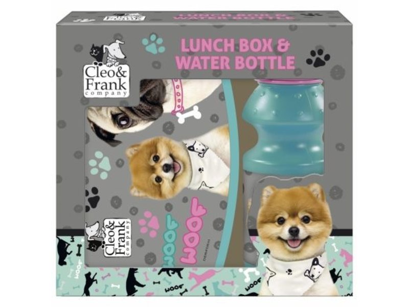 Cleo & Frank Set Lunchbox + Bidon Woof Woof - Polypropyleen