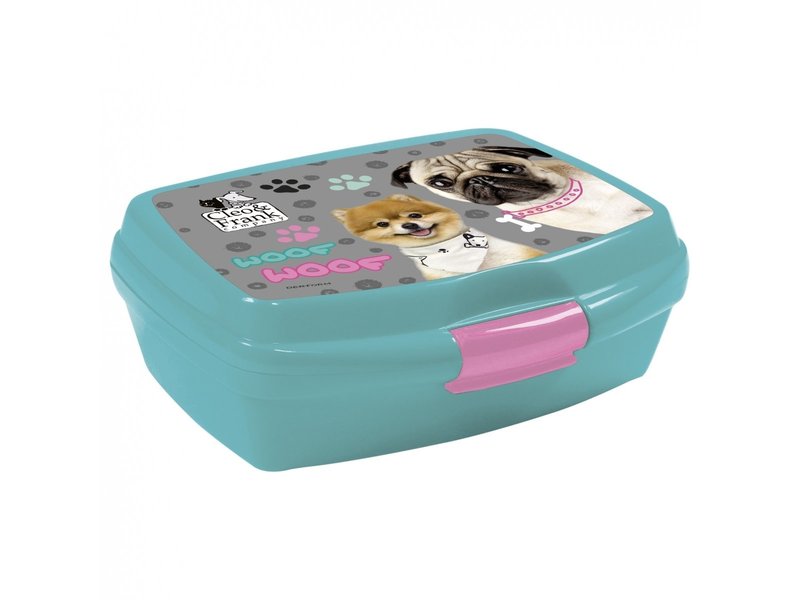 Cleo & Frank Set Lunchbox + Bottle Woof Woof - Polypropylen