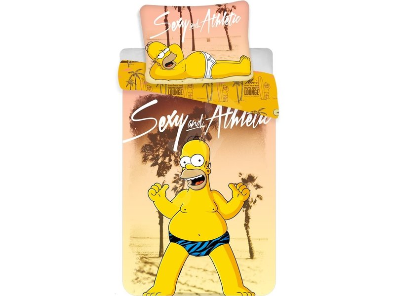 The Simpsons Dekbedovertrek Homer Beach - Eenpersoons - 140  x 200 cm - Katoen