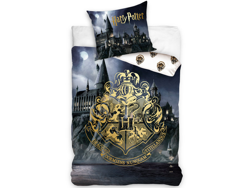 Harry Potter Dekbedovertrek Goud - Eenpersoons - 140  x 200 cm - Katoen