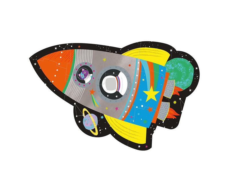 Floss & Rock Puzzle de fusée 12 pcs. - 19 x 30 cm