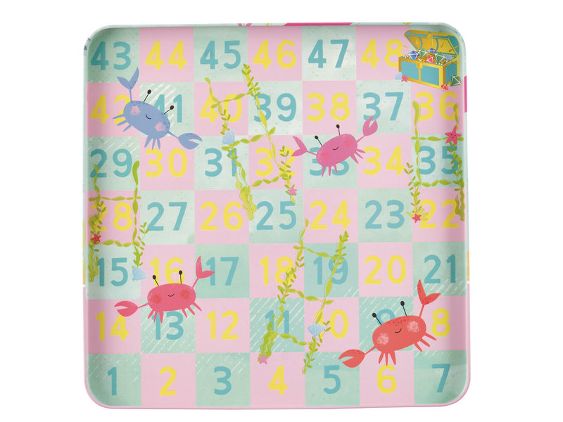 Floss & Rock Spelletjesdoos Zeemeermin 4-in-1 - 19,5 x 19,5 cm