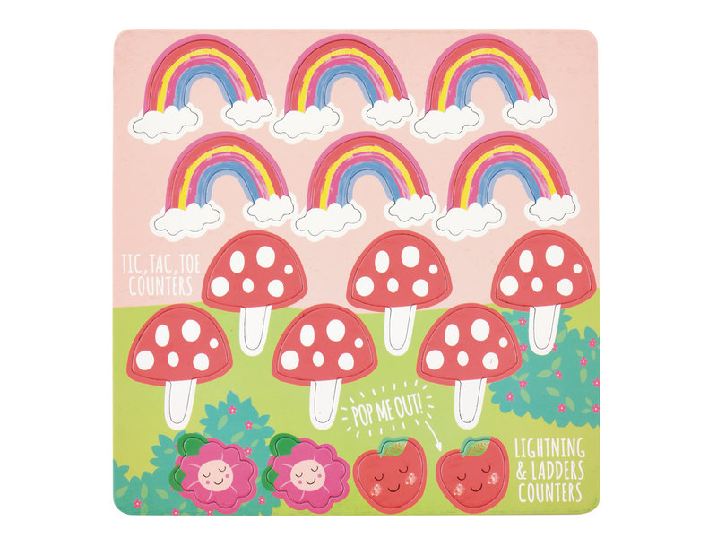 Floss & Rock Spelletjesdoos Regenboog Fee 4-in-1 - 19,5 x 19,5 cm