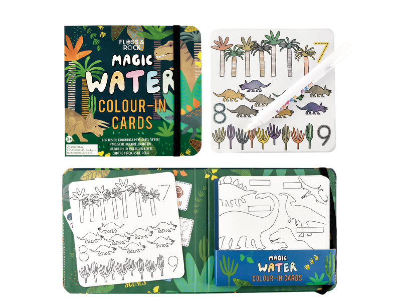 Floss & Rock Dino Water color cards - 19 x 18 x 2 cm - Multi