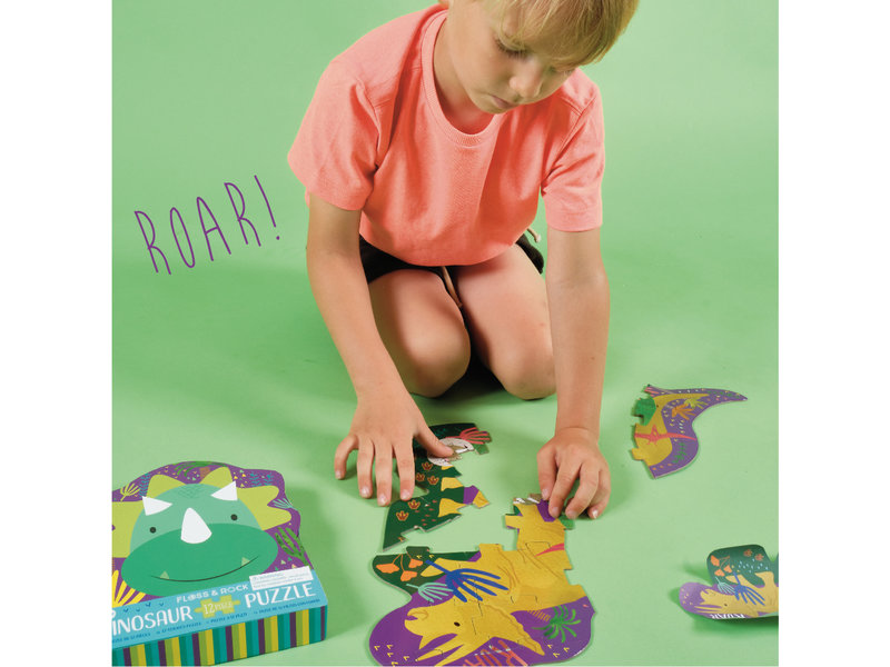 Floss & Rock Puzzle Dino - 12 pieces - 35 x 18 cm - Multi