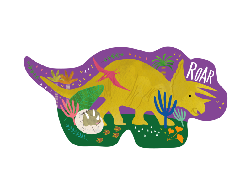 Floss & Rock Puzzle Dino - 12 pieces - 35 x 18 cm - Multi