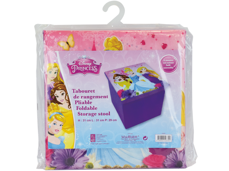 Disney Princess Coffre à jouets Tabouret Pliable 31 x 31 x 29 cm
