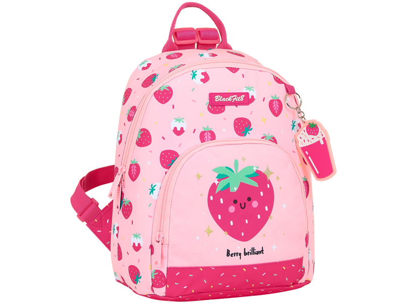 BlackFit8 Sac à dos Enfant Fraise - 28 x 24 x 5 cm - 100% Polyester Recyclé