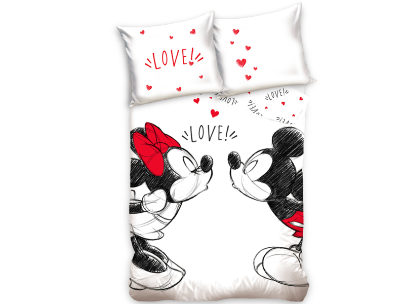 Disney Mickey Mouse Dekbedovertrek Love - Eenpersoons - 140  x 200 cm - Katoen