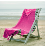 De Witte Lietaer Hammam beach towel with fringes Fjara - 100 X 180 cm - Fuchsia