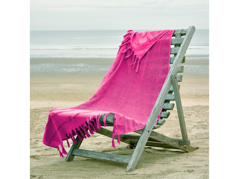 De Witte Lietaer Drap de plage hammam à franges Fjara - 100 X 180 cm - Fuchsia