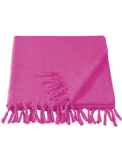 De Witte Lietaer Hamam strandlaken met flosjes Fjara fuchsia 100X180