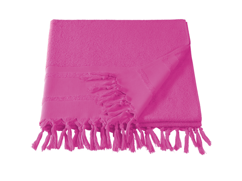 De Witte Lietaer Hammam beach towel with fringes Fjara - 100 X 180 cm - Fuchsia