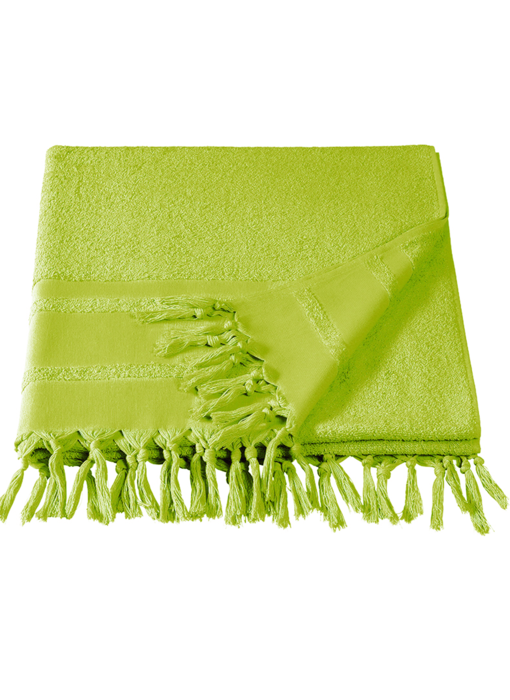 De Witte Lietaer Hammam beach towel with tassels Fjara lime green 100X180