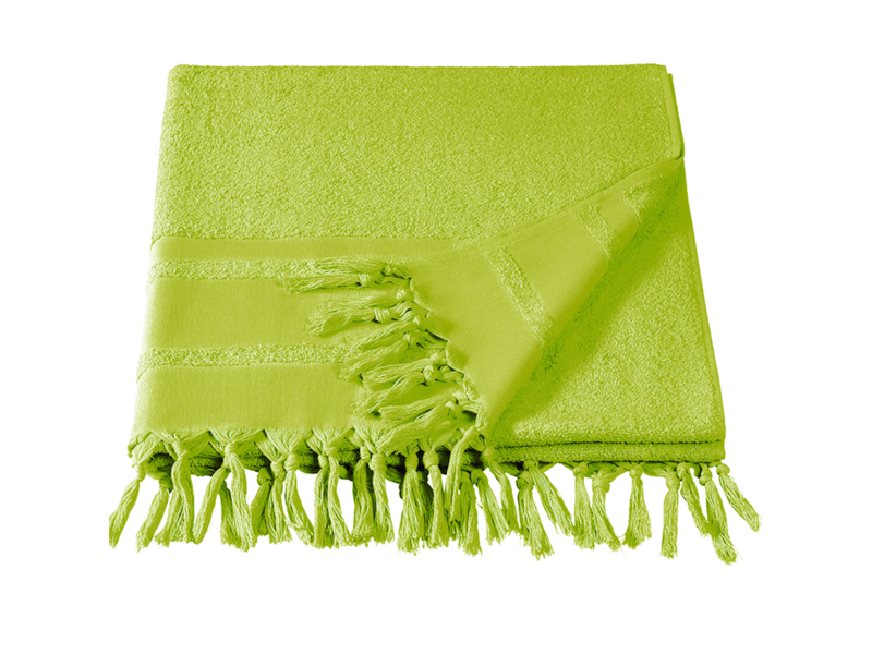 De Witte Lietaer Hammam beach towel with tassels Fjara - 100 X 180 cm - lime green