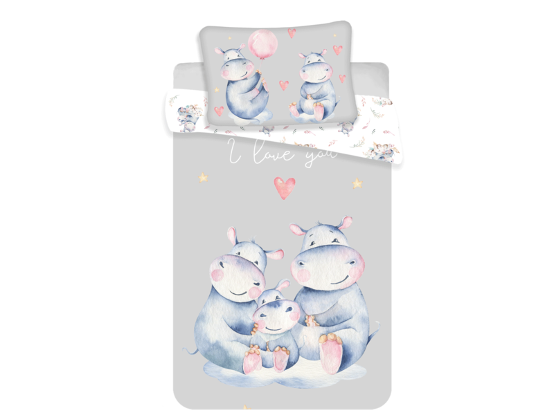 Animal Pictures Housse de couette BABY Hippo - 100 x 135 cm - Coton