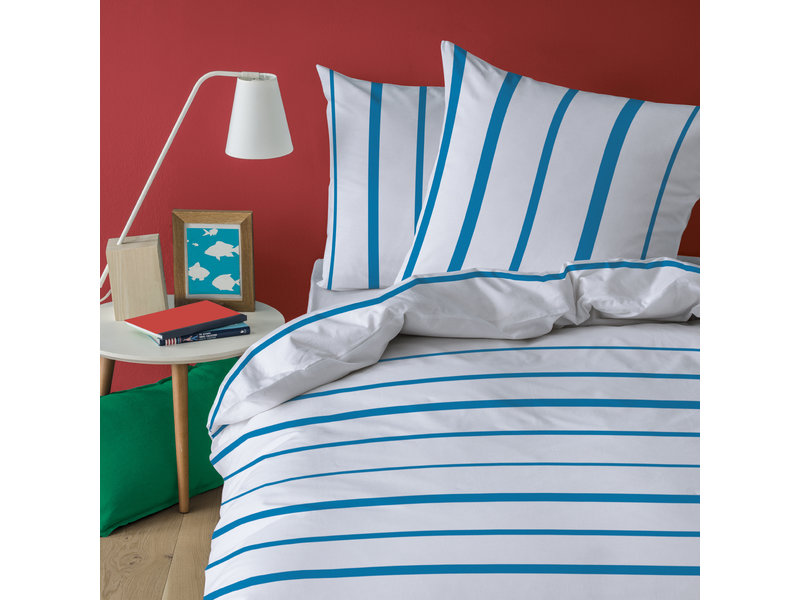 Matt & Rose Housse de couette Blue Stripes - Simple - 140 x 200 cm - Coton