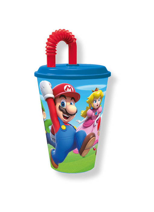 Super Mario Tasse mit Strohhalm 430 ml