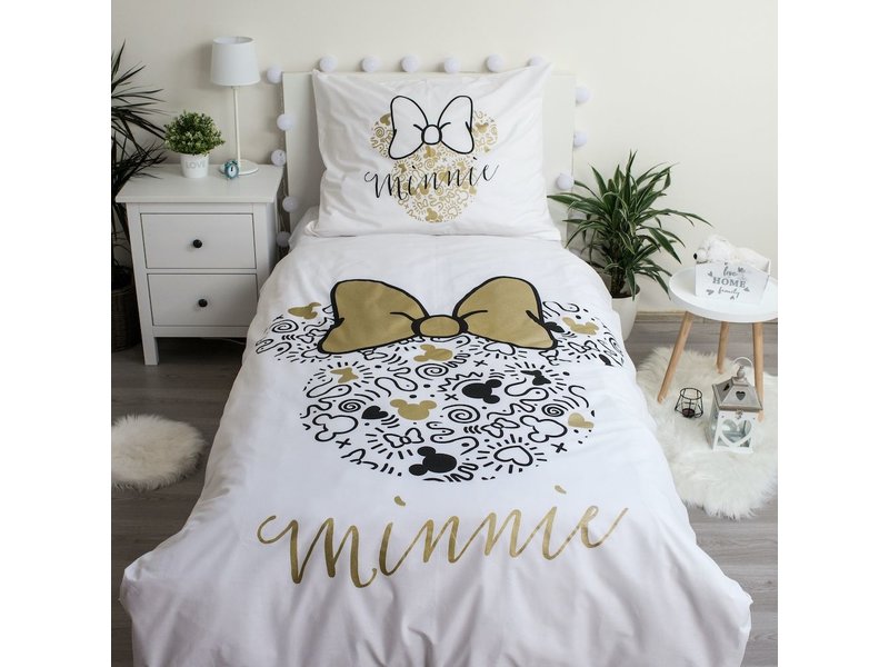 Disney Minnie Mouse Dekbedovertrek Gold - Eenpersoons - 140 x 200 cm - Katoen