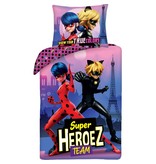 Miraculous Housse de couette Super Heroez Team - Simple - 140 x 200 cm - Coton