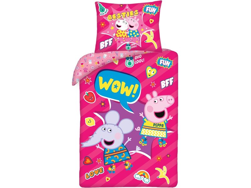 Peppa Pig Dekbedovertrek Wow! - 140 x 200 + 70 x 90 cm - Katoen