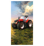 Tractor Beach towel Red - 70 x 140 cm - Cotton