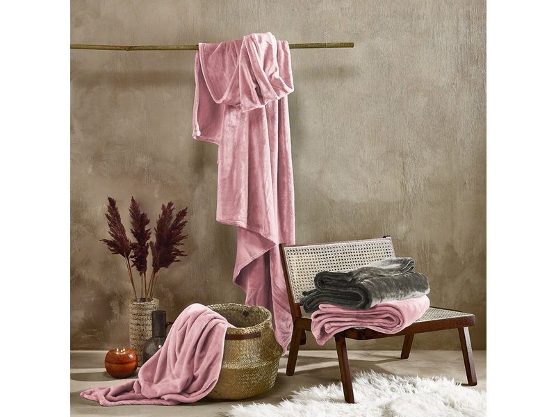 De Witte Lietaer Fleecedecke Cosy Dusty Rose - 150 x 200 cm - Pink
