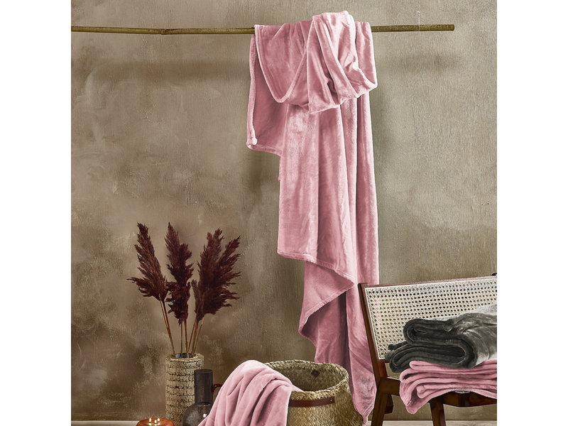 De Witte Lietaer Fleece blanket Cosy Dusty Rose - 150 x 200 cm - Pink