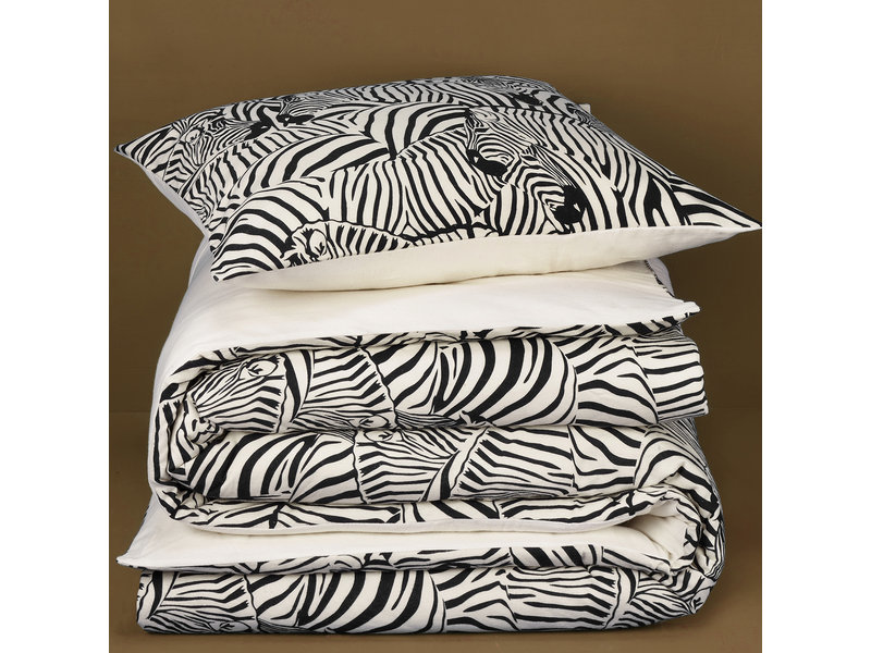 De Witte Lietaer Dekbedovertrek Zebra Cream - Eenpersoons -  140 x 200/220 cm - Katoen Flanel