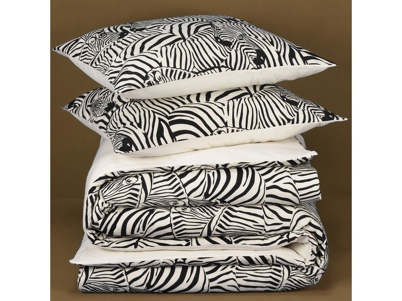De Witte Lietaer Dekbedovertrek Zebra Cream - Tweepersoons - 200 x 200/220 cm - Katoen Flanel
