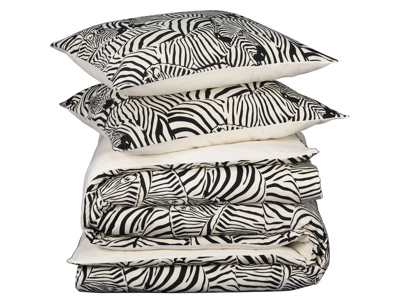 De Witte Lietaer Housse de couette Zebra Cream - Double - 200 x 200/220 cm - Flanelle de Coton