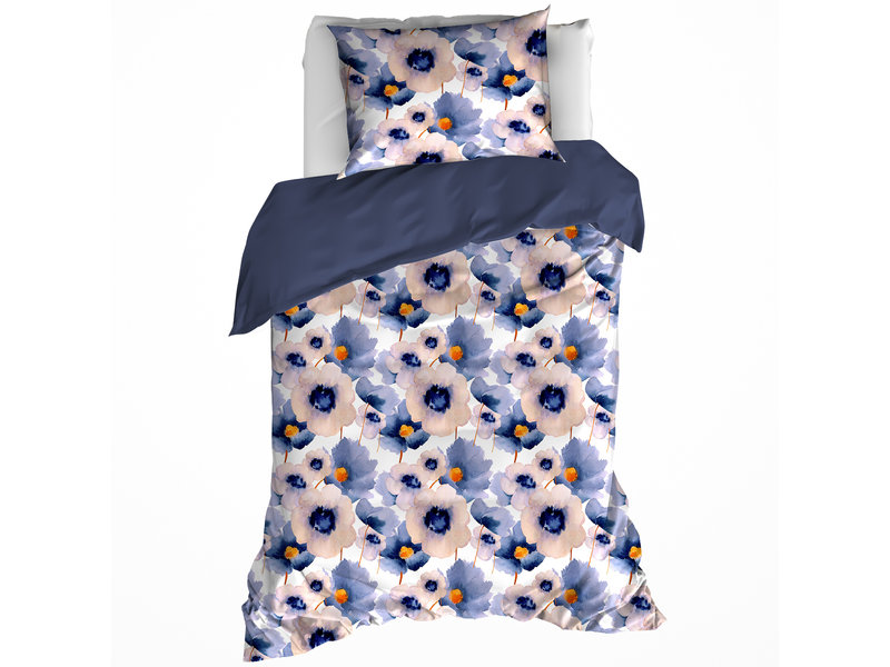 De Witte Lietaer Duvet cover Veronica Mood Indigo - Single - 140 x 200/220 cm - Cotton Flannel