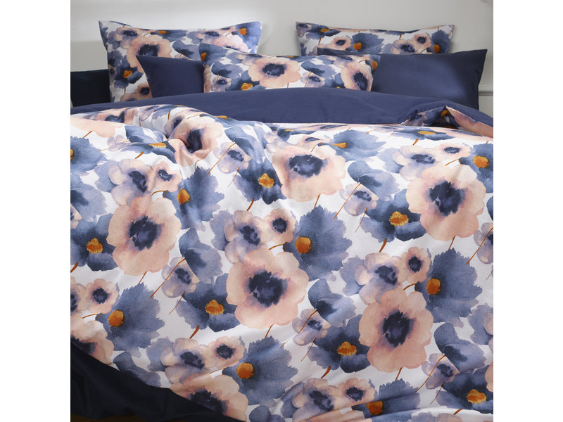 De Witte Lietaer Duvet cover Veronica Mood Indigo - Lits Jumeaux - 240 x 220 cm - Cotton Flannel