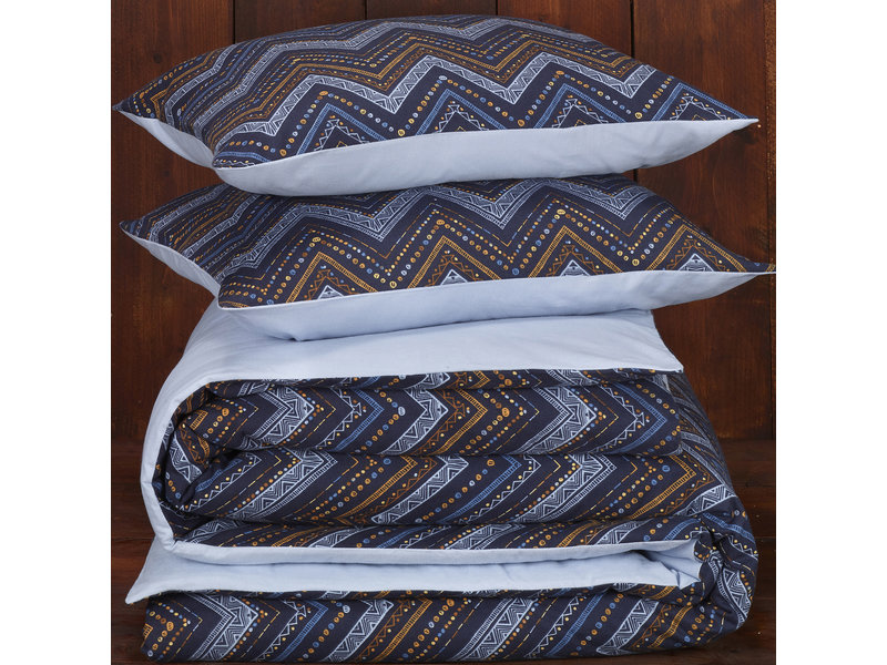 De Witte Lietaer Dekbedovertrek Sioux Blue Grey - Hotelmaat - 260 x 240 cm - Katoen Flanel