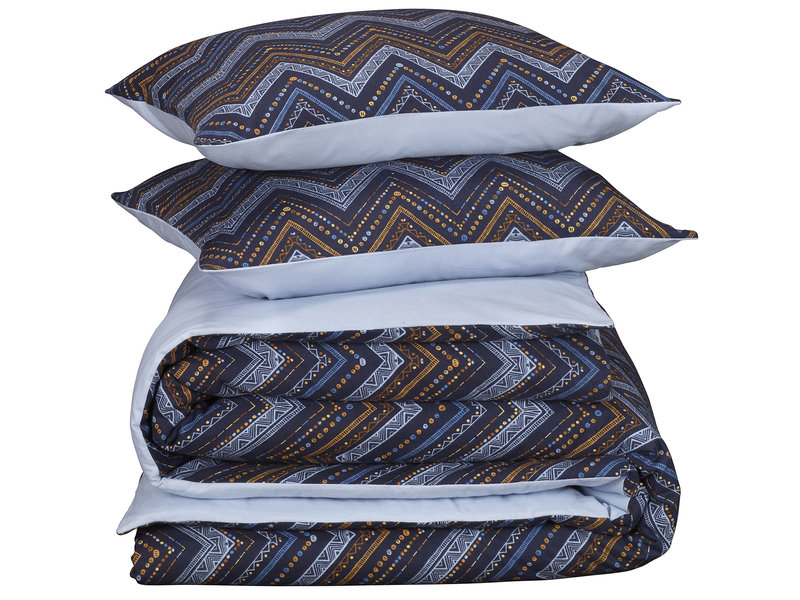 De Witte Lietaer Dekbedovertrek Sioux Blue Grey - Hotelmaat - 260 x 240 cm - Katoen Flanel